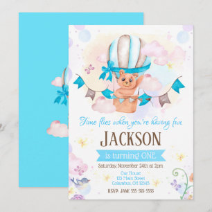 Globo de aire caliente 1ª invitación de cumpleaños