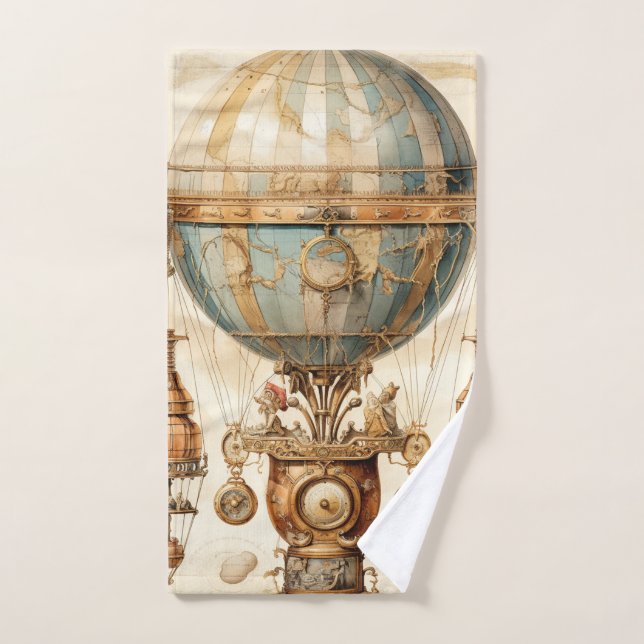 Globo de aire caliente azul Vintage Steampunk Blue (Toalla de mano)