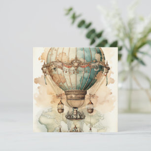 Globo de aire caliente azul Vintage Steampunk Blue