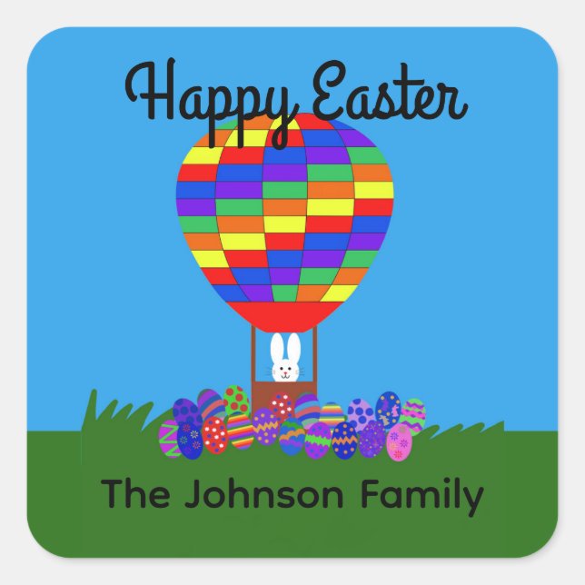 Globo de aire caliente conejo #2 Pegatinas (Anverso)