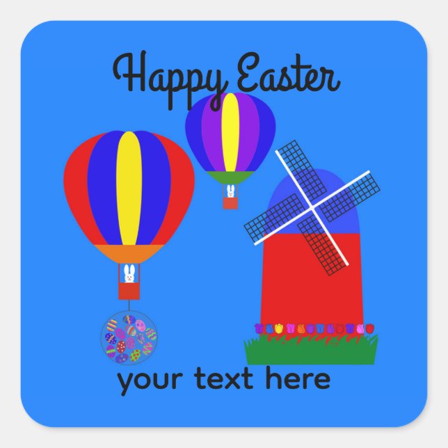 Globo de aire caliente de conejo #1-2 Pegatinas (Anverso)