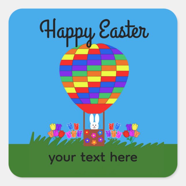 Globo de aire caliente de conejo #3-2 Pegatinas (Anverso)