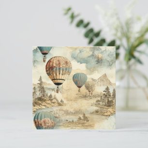 Globo de aire caliente de época en un paisaje sere