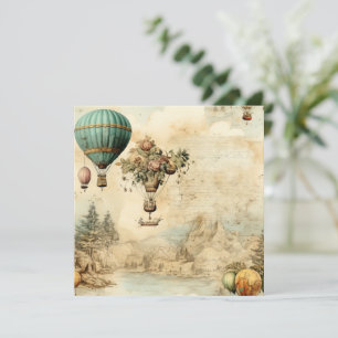 Globo de aire caliente de época en un paisaje sere