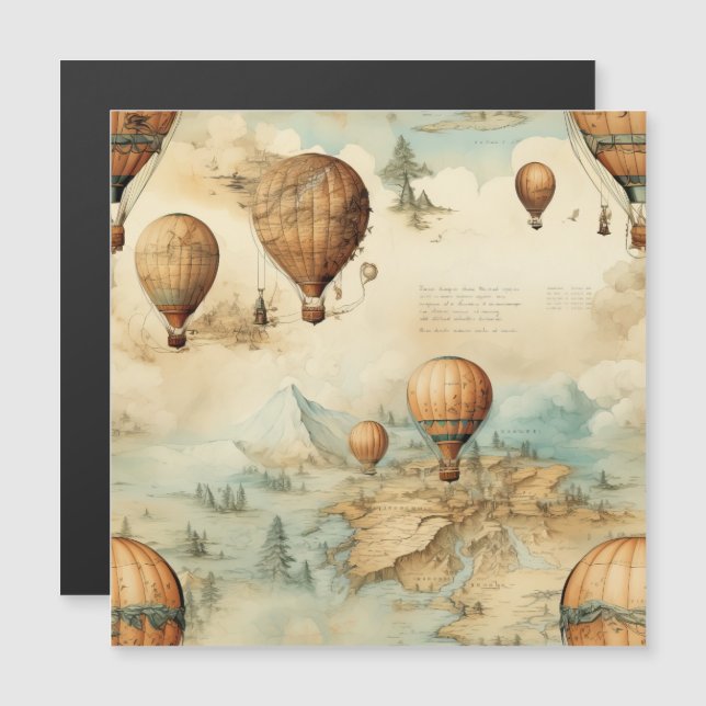 Globo de aire caliente de época en un paisaje sere (Anverso/Reverso)