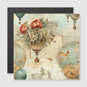 Globo de aire caliente de época en un paisaje sere