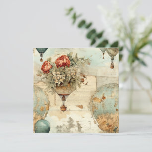 Globo de aire caliente de época en un paisaje sere