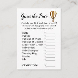 Globo de aire caliente de oro adivina tarjetas de 