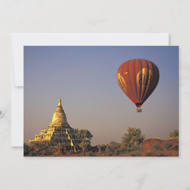 Globo de aire caliente y templo Shwesandaw, Bagan (Anverso)