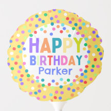 Globo de Confetti arcoiris amarillo feliz cumpleañ