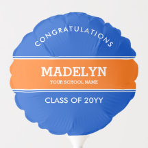 Globo de graduación azul y Naranja personalizado