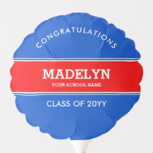Globo de graduación azul y rojo personalizado
