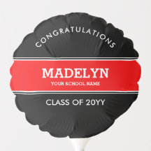 Globo de graduación negro y rojo personalizado