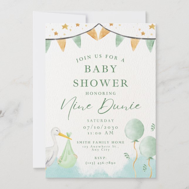 globo de invitación a la ducha para bebés (Anverso)