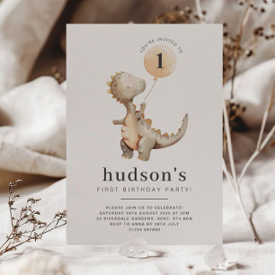 Globo de invitación al primer cumpleaños de Dinosa