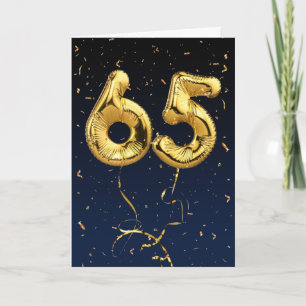 Globo de Mylar dorado de cumpleaños 65 y tarjeta d