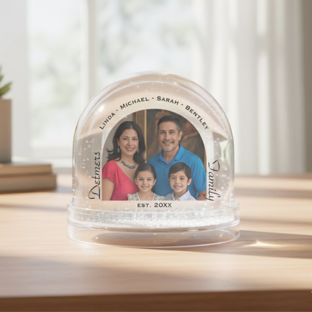 Globo de nieve fotográfica familiar personalizada (Personalized Family Photo Snow Globe)