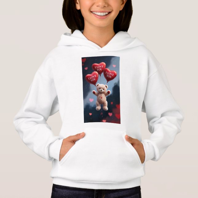 Globo de Oso de Teddy romántico " Chica Hoodie " (Anverso)
