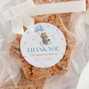 Globo de oso mínimo Pegatina de cumpleaños 1