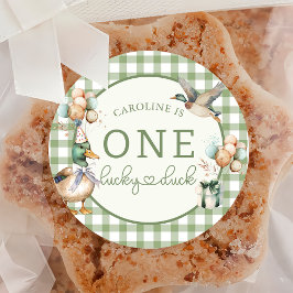 Globo de pato verde un afortunado Pegatina de prim