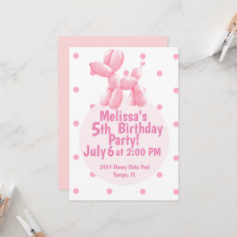 Globo de perros rosados 5ª invitación de cumpleaño