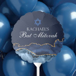Globo Elegante Fiesta de Bat Mitzvah de la Armada Azul d<br><div class="desc">Elegante ágata azul marino y oro decora el lado de este moderno globo fiesta Bat Mitzvah. El nombre de su hija está escrito en un hermoso guión formal bajo la Estrella de David. Perfecto para una moda,  elegante familia judía celebrando la llamada de su chica a la Torá.</div>