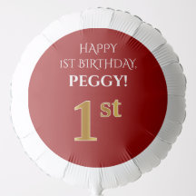 Elegante, Rojo, Faux Gold Look 1er cumpleaños