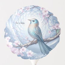Globo Floral Pájaro Azul