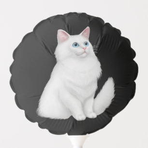 Globo fluffy White Kitty Cat