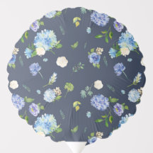 Hidrangea azul acuarela y patrón floral Rosa