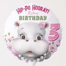 Hippo Chica Floral Rosa Cumpleaños