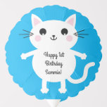 Globo Kitty Cat Kids Birthday Cute<br><div class="desc">¡Este adorablemente lindo y colorido gato de gatito personalizado está aquí para ayudar a tu pequeño a celebrar su primera fiesta de cumpleaños o un cumpleaños a cualquier edad! ¡Perfecto para un niño o chica que ama a los gatos gatos gatos!</div>