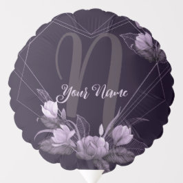Globo Marco de monograma nombre floral violeta geométric