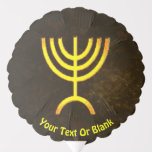 Globo Menorah Flame<br><div class="desc">Una representación digital dorada y marrón de la menorah judía de siete ramificaciones (hebreo: מְ נ וֹ רָ ‎). Añadir nuestro propio texto. La menorah de siete ramas, utilizada en el santuario portátil establecido por Moisés en el desierto y más tarde en el Templo en Jerusalén, ha sido un símbolo...</div>