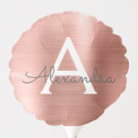 Globo Monograma de Acero Inoxidable Rosa Faux<br><div class="desc">Relieve metalizado Metálico Rosa Faux Faux de Oro Elegante Balón de cumpleaños. Estos globos de Boda,  ducha nupcial o fiesta de cumpleaños se pueden personalizar para incluir su nombre inicial y de pila. Póngase en contacto con el diseñador para obtener elementos coincidentes personalizados.</div>