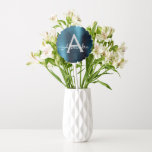 Globo Monograma moderno de acero inoxidable Blue Faux<br><div class="desc">Blue Faux Metallic Relieve metalizado Elegante Balón de la Fiesta del Cumpleaños. Estos globos de Boda,  ducha nupcial o fiesta de cumpleaños se pueden personalizar para incluir su nombre inicial y de pila. Póngase en contacto con el diseñador para obtener elementos coincidentes personalizados.</div>