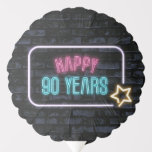Globo Neon 90th Birthday Marquee On Brick<br><div class="desc">Signo de marquesina de neón brillante con una estrella en ladrillo gris oscuro para el cumpleaños 90.</div>