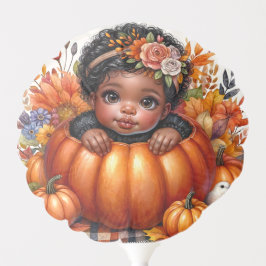 Globo Niña De Piel Oscura En Calabaza