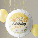 Globo Nombre de los niños de Happ-Bee Birthday Bee Honey<br><div class="desc">¡El globo de cumpleaños de Happ-Bee personalizado es tan dulce como la miel! Este globo de fiesta de cumpleaños de abejas es personalizado para tu invitado de honor y cuenta con un juego de palabras. El diseño ha incluido el peine de miel, miel de goteo, flores, pequeñas abejas lindas y...</div>