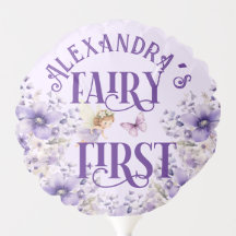 Purple Watercolor Floral Birthday Fairy First
