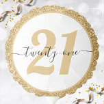 Globo Purpurina de oro 21 Twenty One 21st Happy Birthday<br><div class="desc">Balón de feliz cumpleaños de un purpurina blanco y dorado para un niño de 21 años. Un diseño brillante para los chicas. Personalizar la edad para su ocasión. Fondo blanco.</div>