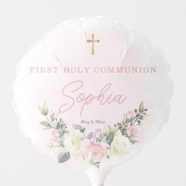 Globo rosa de la primera comunión para chica
