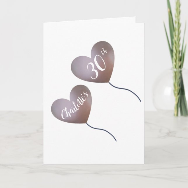 globo rosa personalizado tarjeta de cumpleaños 30 (Anverso)