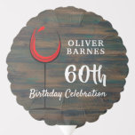 Globo Rustic Wood Red Wine 60th Birthday Party<br><div class="desc">Globo de papel de la Fiesta de Cumpleaños 60 del Vino Rojo de Madera Rústica. Globo de cumpleaños con fondo rústico de madera oscura y vidrio abstracto con vino tinto. El texto está en un guión blanco de moda y es fácilmente personalizable.</div>