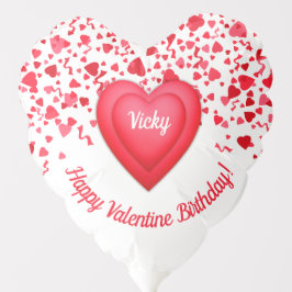 Globo Valentine Cumpleaños Red Confetti Heart Personaliz