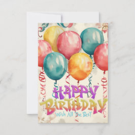 globos acuáticos vintage Tarjeta de cumpleaños