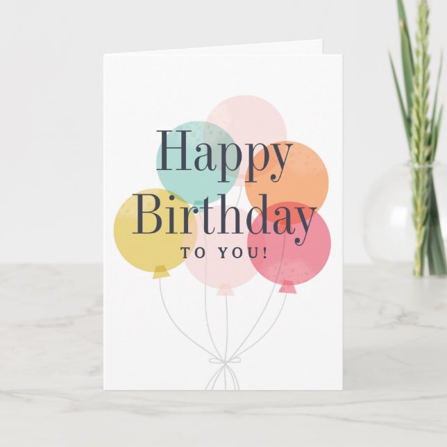 Globos agrupados feliz cumpleaños tarjeta de felic (Anverso)