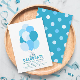Globos Azules Cualquier Invitación de fiesta de cu
