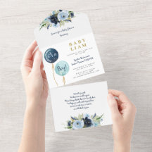 Globos azules invitación para niños con ducha de b