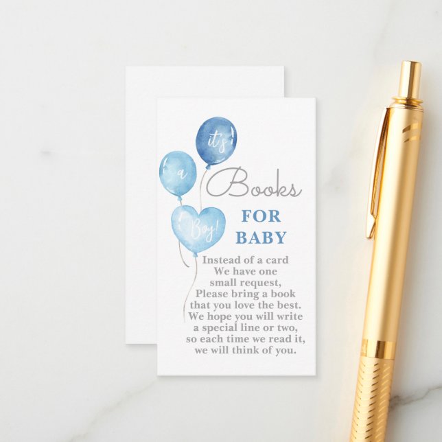 Globos azules Libros para tarjeta Baby Boy (Anverso/Reverso In Situ)